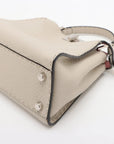 Pre-Loved Peekaboo Iconic Selleria Handbag Leather Small with Silver Hardware, Ivory