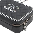Pre-Loved CC Filigree Vanity Case Shoulder Bag Quilted Leather Medium with Silver Hardware, Black