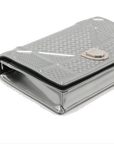 Pre-Loved Diorama Wallet on Chain Crossbody Bag Cannage Micro-Cannage Leather Small with Silver Hardware, Silver