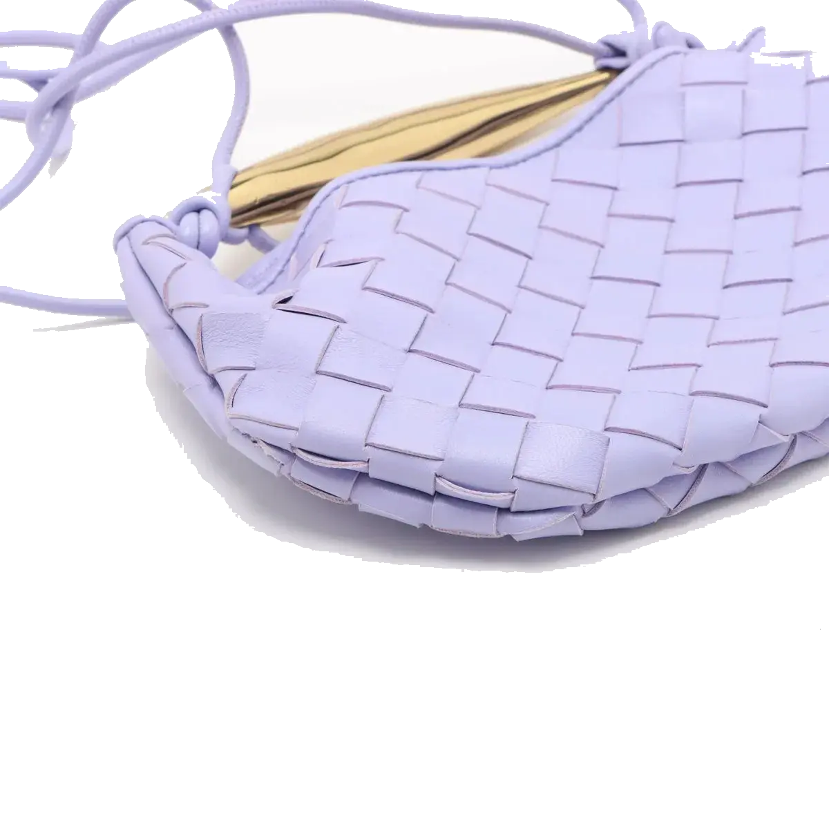 Pre-Loved Sardine Crossbody Bag Intrecciato Leather Mini with Gold Hardware, Lavender