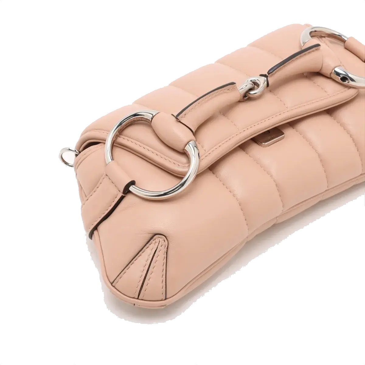 Pre-Loved Horsebit Chain Shoulder Bag Quilted Leather Small with Silver Hardware, Pink