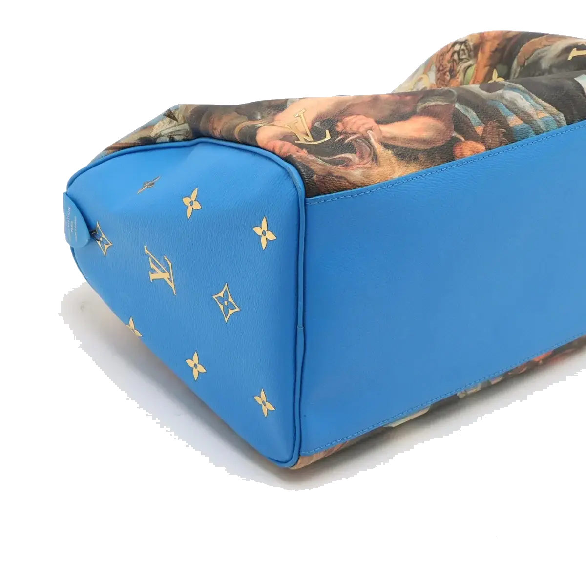 Pre-Loved Speedy Masters Rubens Handbag Printed Coated Canvas 30 with Gold Hardware, Blue Multicolor
