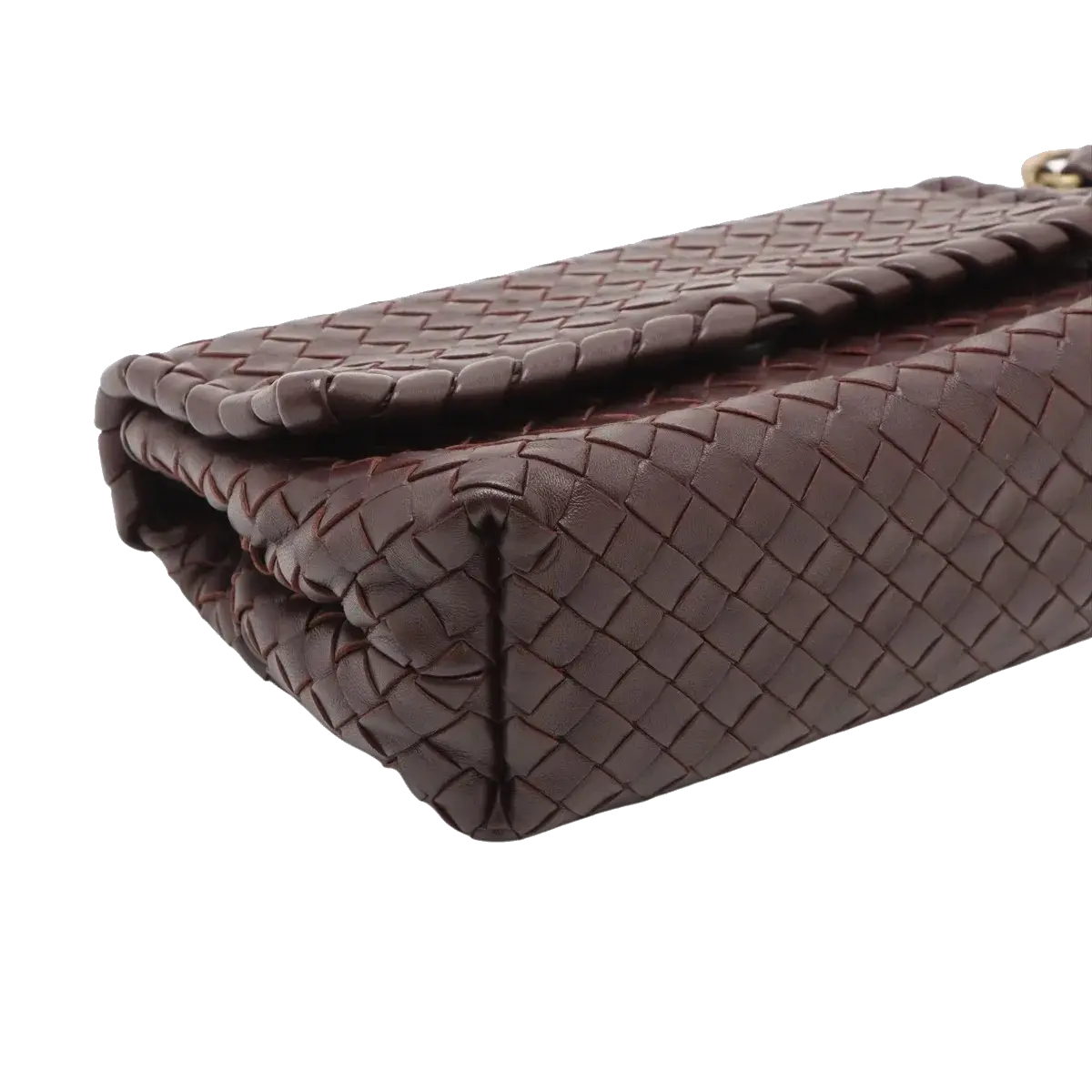 Pre-Loved Olimpia Crossbody Bag Intrecciato Leather Baby with Aged Gold Hardware, Burgundy