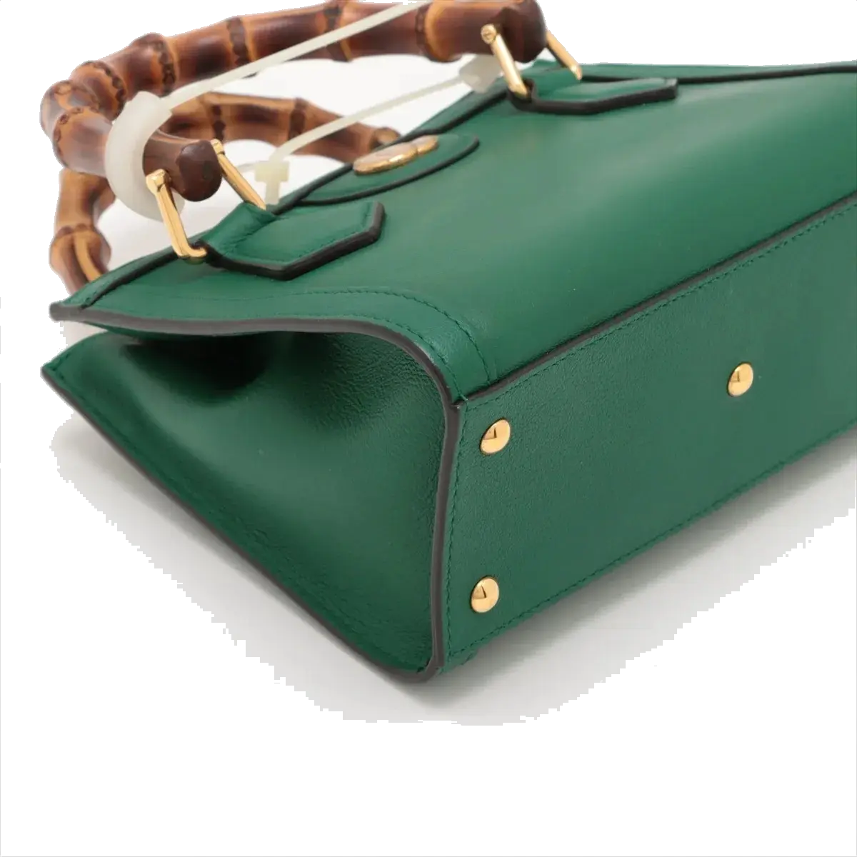 Pre-Loved Diana Bamboo Tote Leather Mini with Gold Hardware, Green