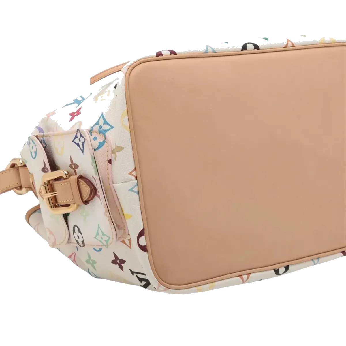 Pre-Loved Petit Noé Shoulder Bag Monogram Multicolore Coated Canvas Petit with Gold Hardware, White Multicolor