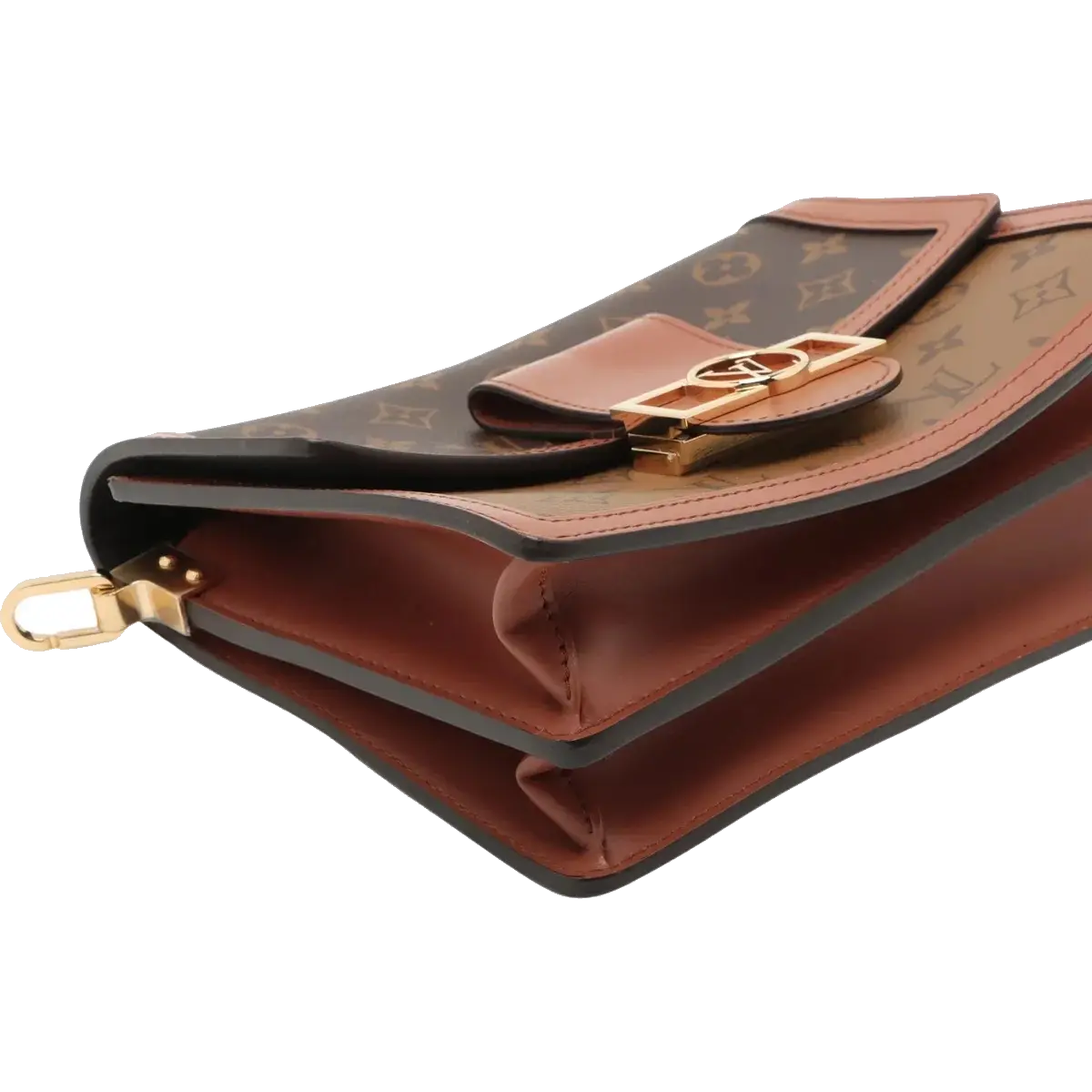 Pre-Loved Dauphine Shoulder Bag Monogram Coated Canvas MM with Gold Hardware, Brown
