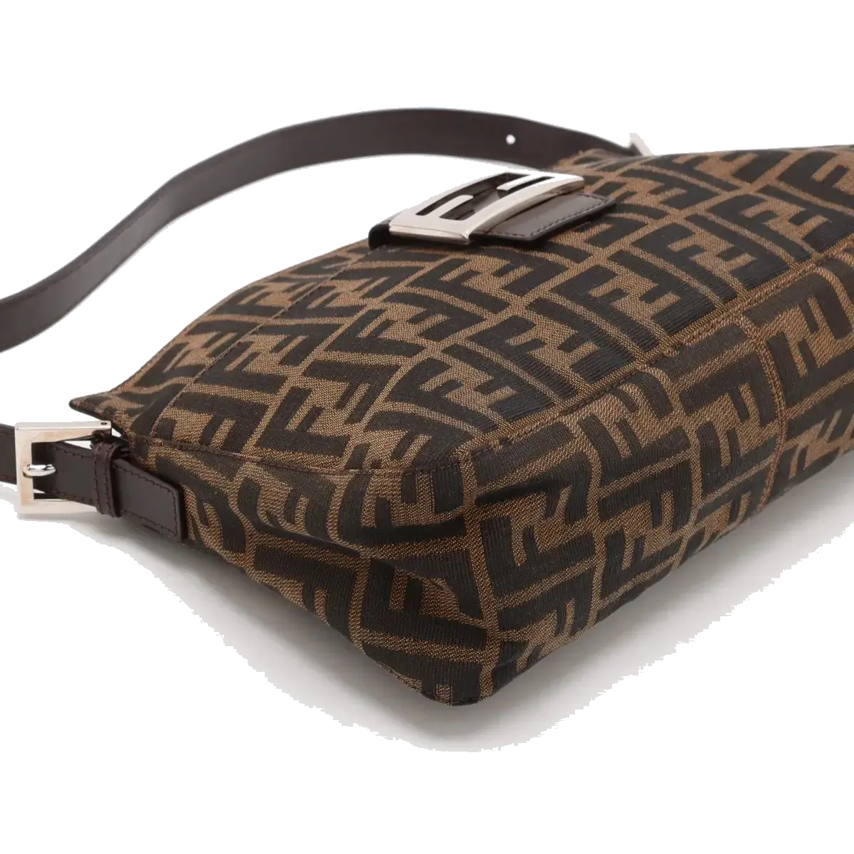 Pre-Loved Mamma Baguette Shoulder Bag Zucca Coated Canvas with Silver Hardware, Brown