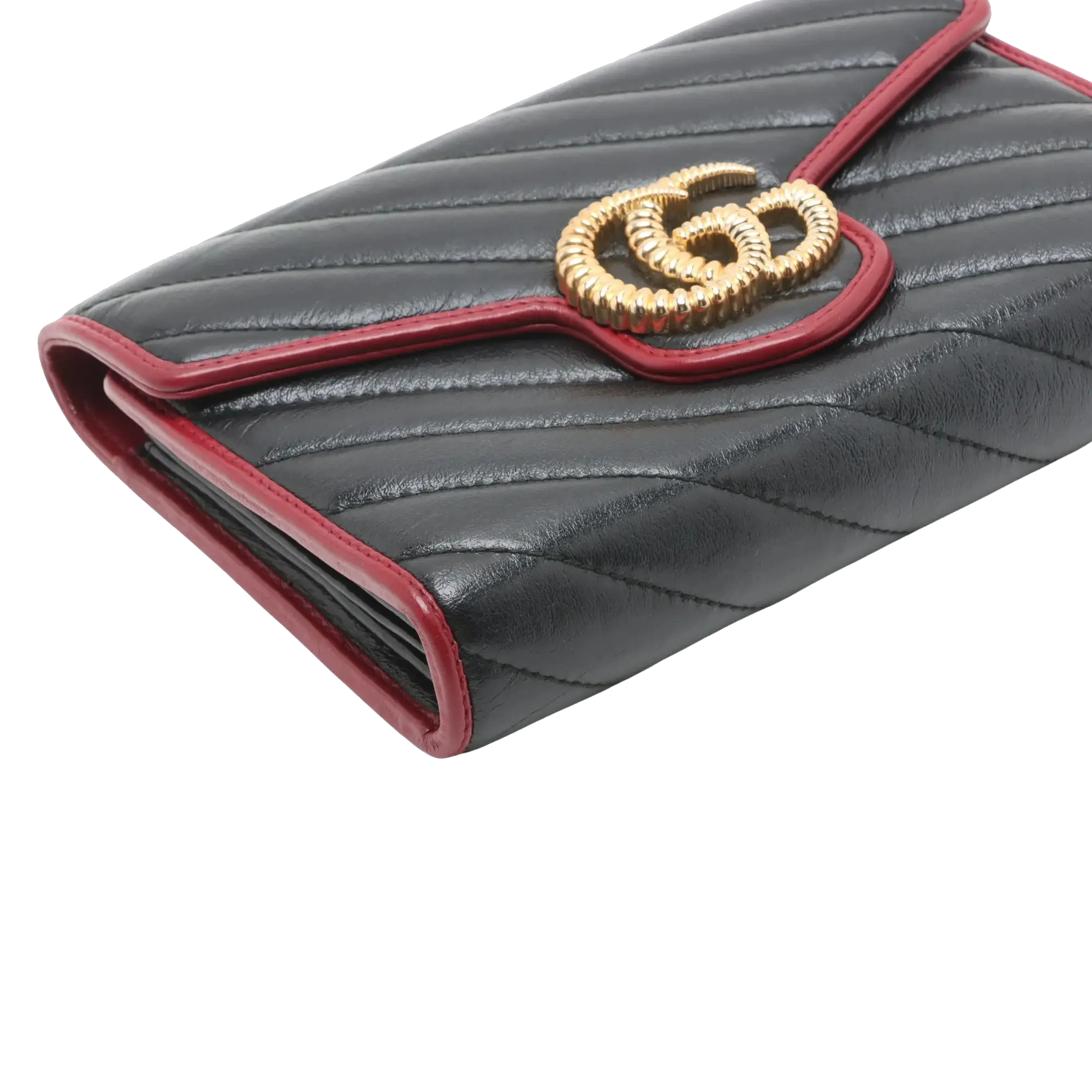 Pre-Loved GG Marmont Torchon Wallet on Chain Crossbody Bag Quilted Leather Mini with Gold Hardware, Black