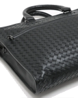 Pre-Loved Intrecciato Business Bag Briefcase Intrecciato Leather with Gunmetal Hardware, Black