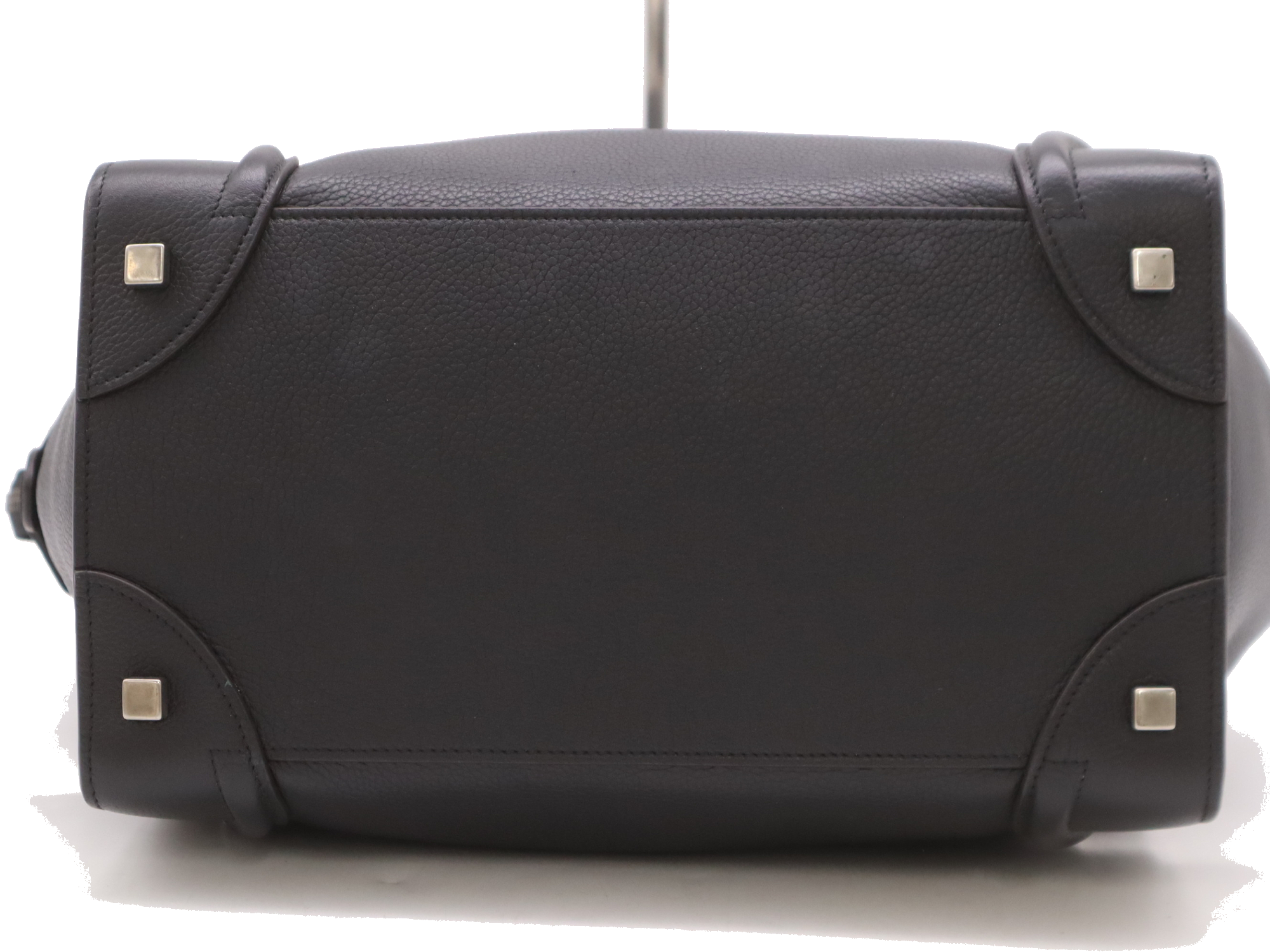 Pre-Loved Luggage Tote Leather Mini with Silver Hardware, Black