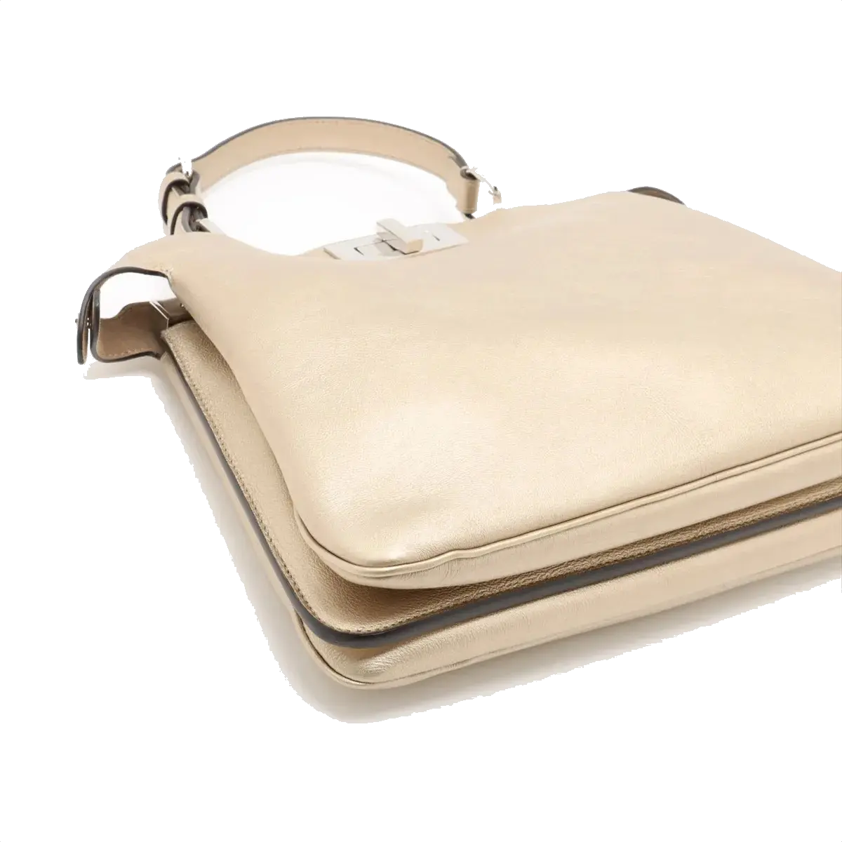Pre-Loved Peekaboo Handbag Leather with Silver Hardware, Metallic Gold