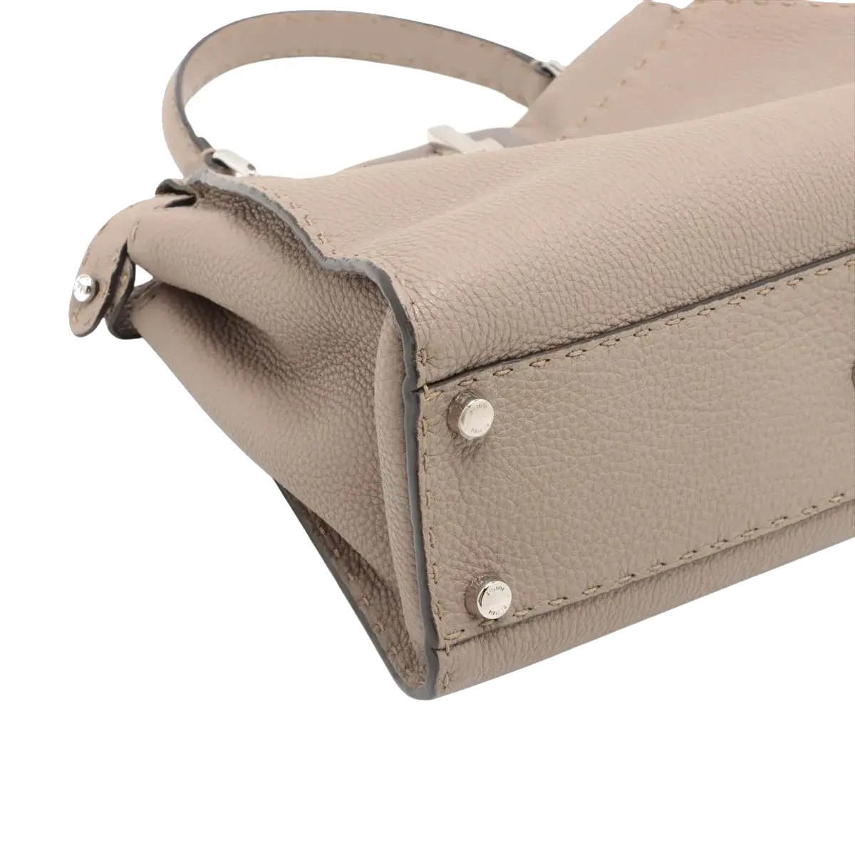Pre-Loved Peekaboo Handbag Leather Regular with Silver Hardware, Taupe