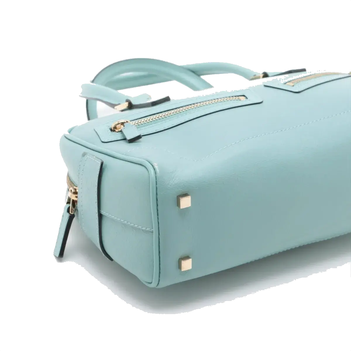 Pre-Loved Boston Handbag Microguccissima Leather Small with Gold Hardware, Light Blue