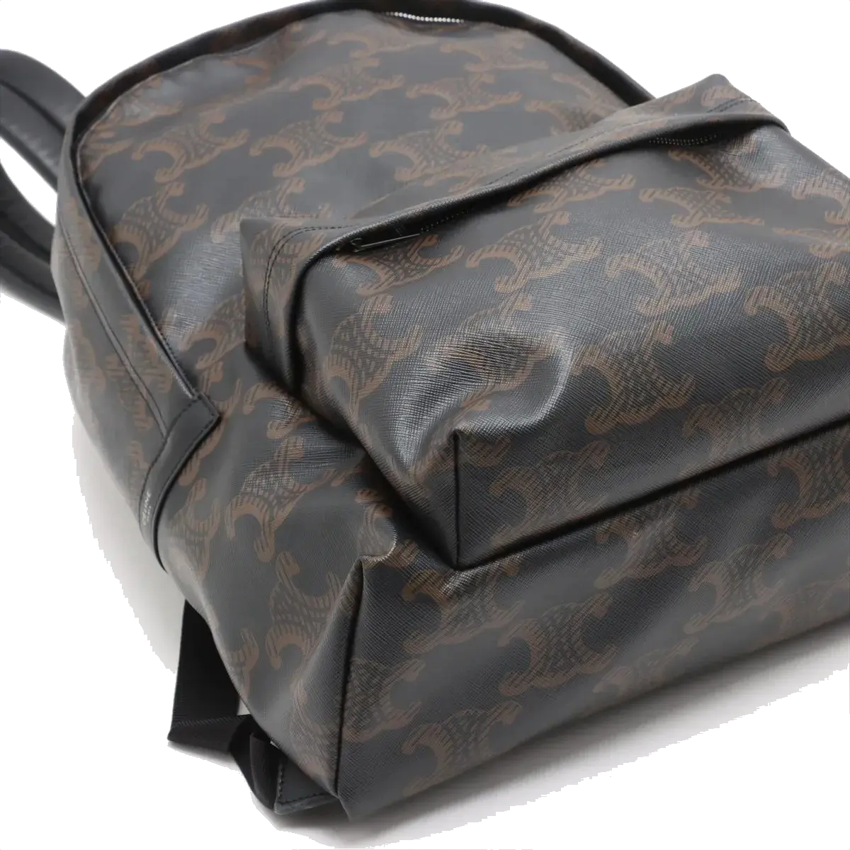 Pre-Loved Triomphe Backpack Triomphe Coated Canvas with Silver Hardware, Black and Brown