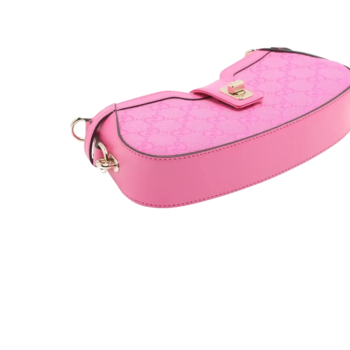 Pre-Loved Moon Side GG Mini Shoulder Bag Monogram Coated Canvas Mini with Gold Hardware, Pink
