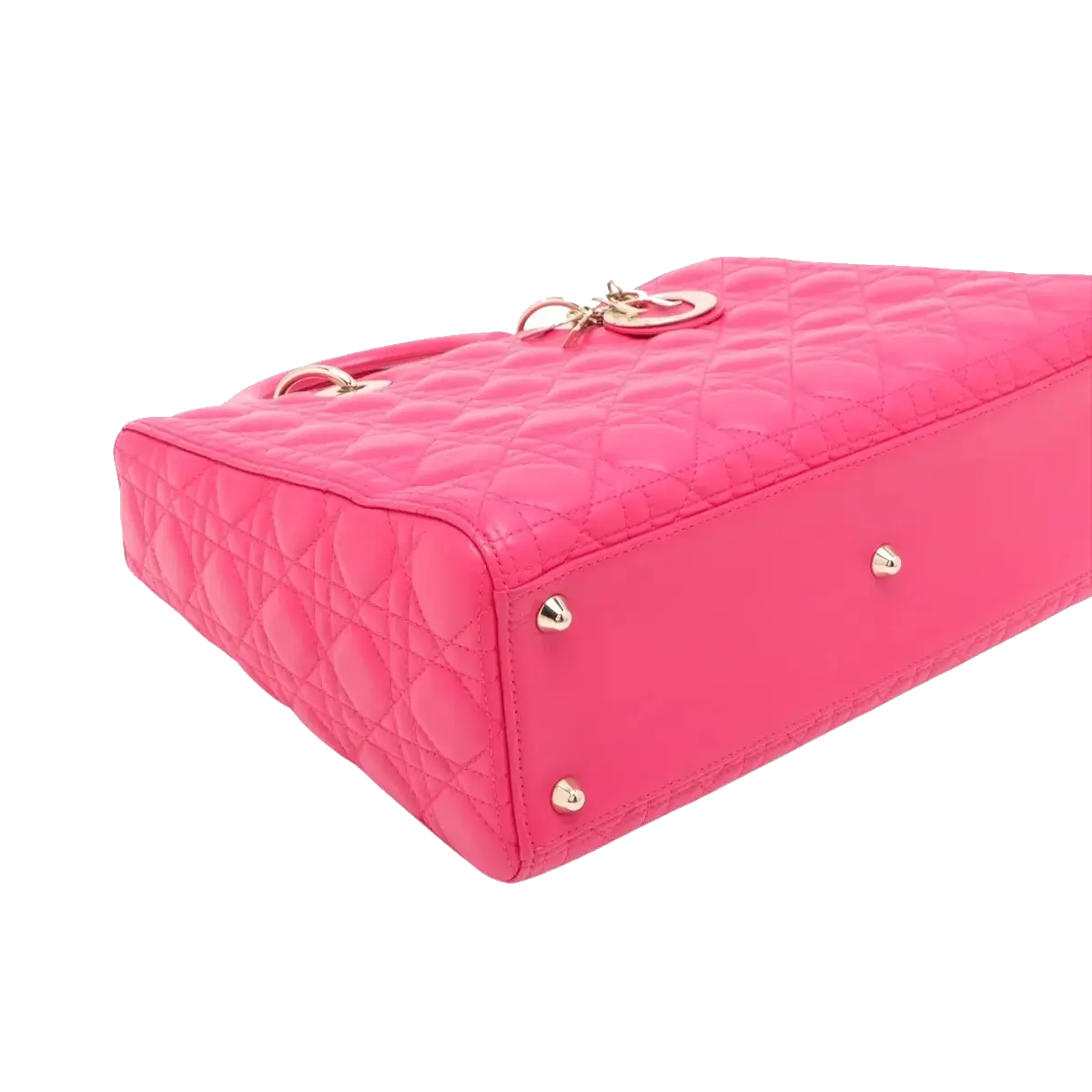 Pre-Loved Lady Dior Handbag Cannage Leather Large with Gold Hardware, Pink