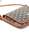 Pre-Loved Plumet Crossbody Bag Goyardine Chevron Coated Canvas with Silver Hardware, Black and Tan