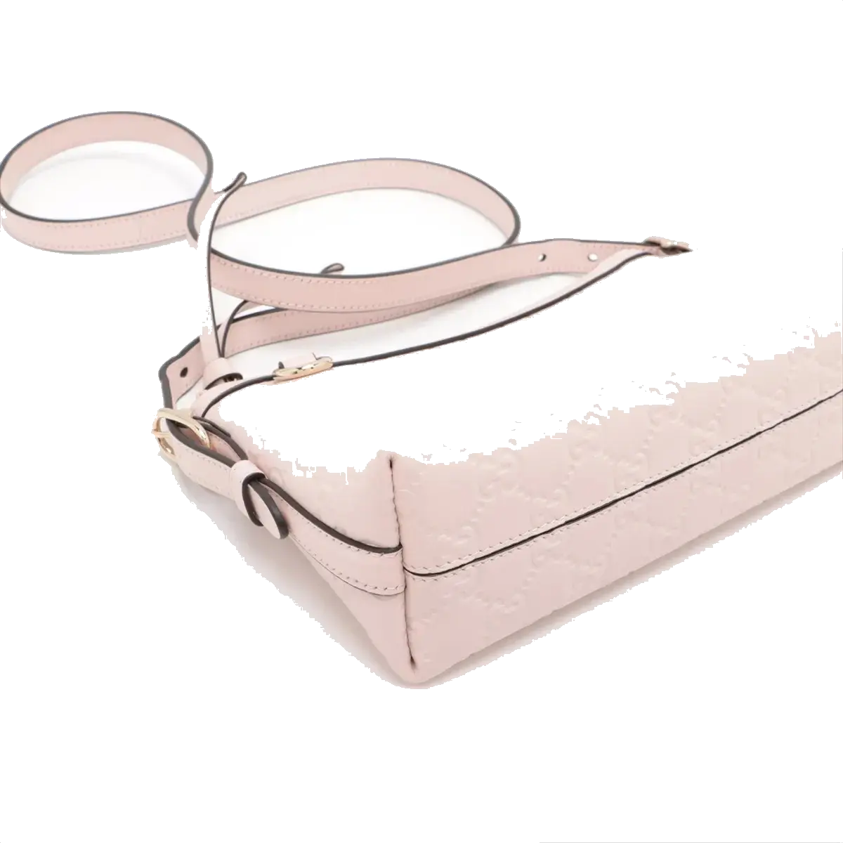 Pre-Loved Guccissima Crossbody Bag Monogram Leather Small with Gold Hardware, Light Pink