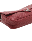 Pre-Loved Easy Flap Shoulder Bag Quilted Leather with Silver Hardware, Red