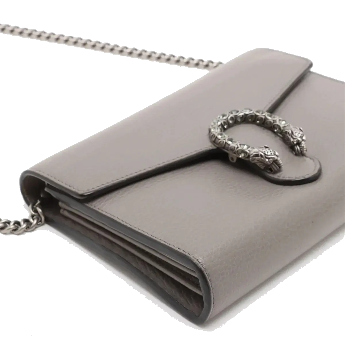 Pre-Loved Dionysus Super Mini Crossbody Bag Leather with Aged Silver Hardware, Gray