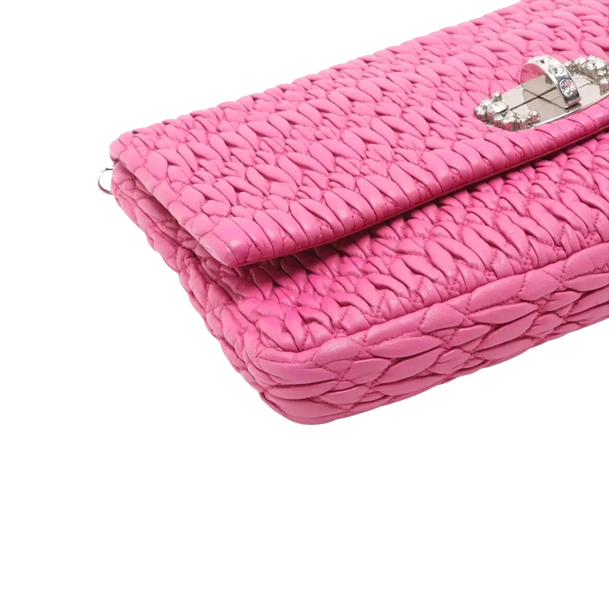 Pre-Loved Crystal Matelassé Shoulder Bag Matelassé Leather with Silver Hardware, Pink