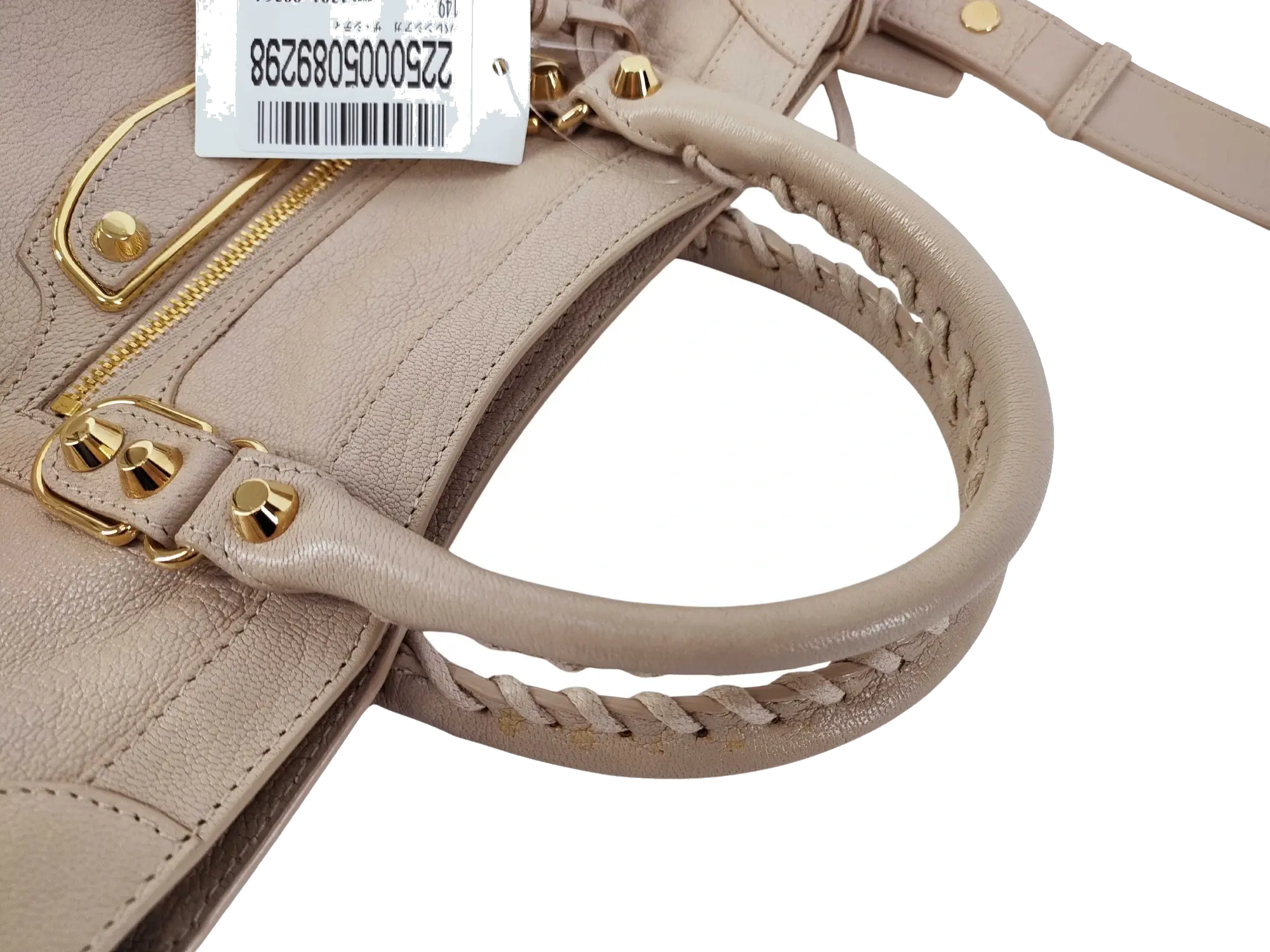 Pre-Loved Classic City Handbag Leather Small with Gold Hardware, Beige