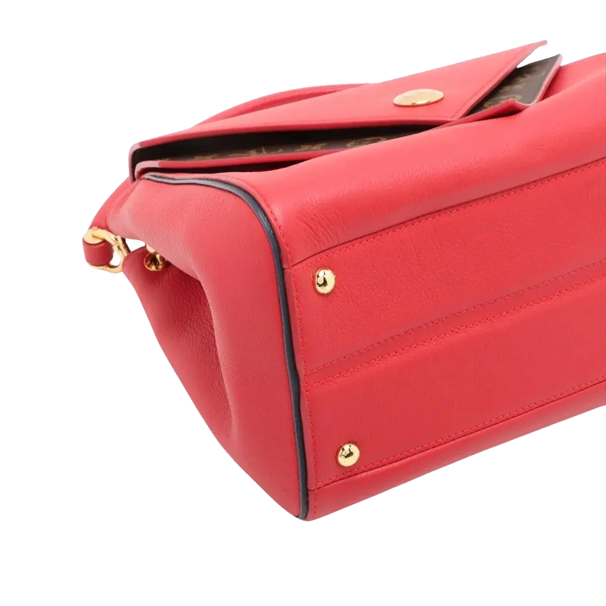 Pre-Loved Double V Handbag Monogram Leather with Gold Hardware, Red