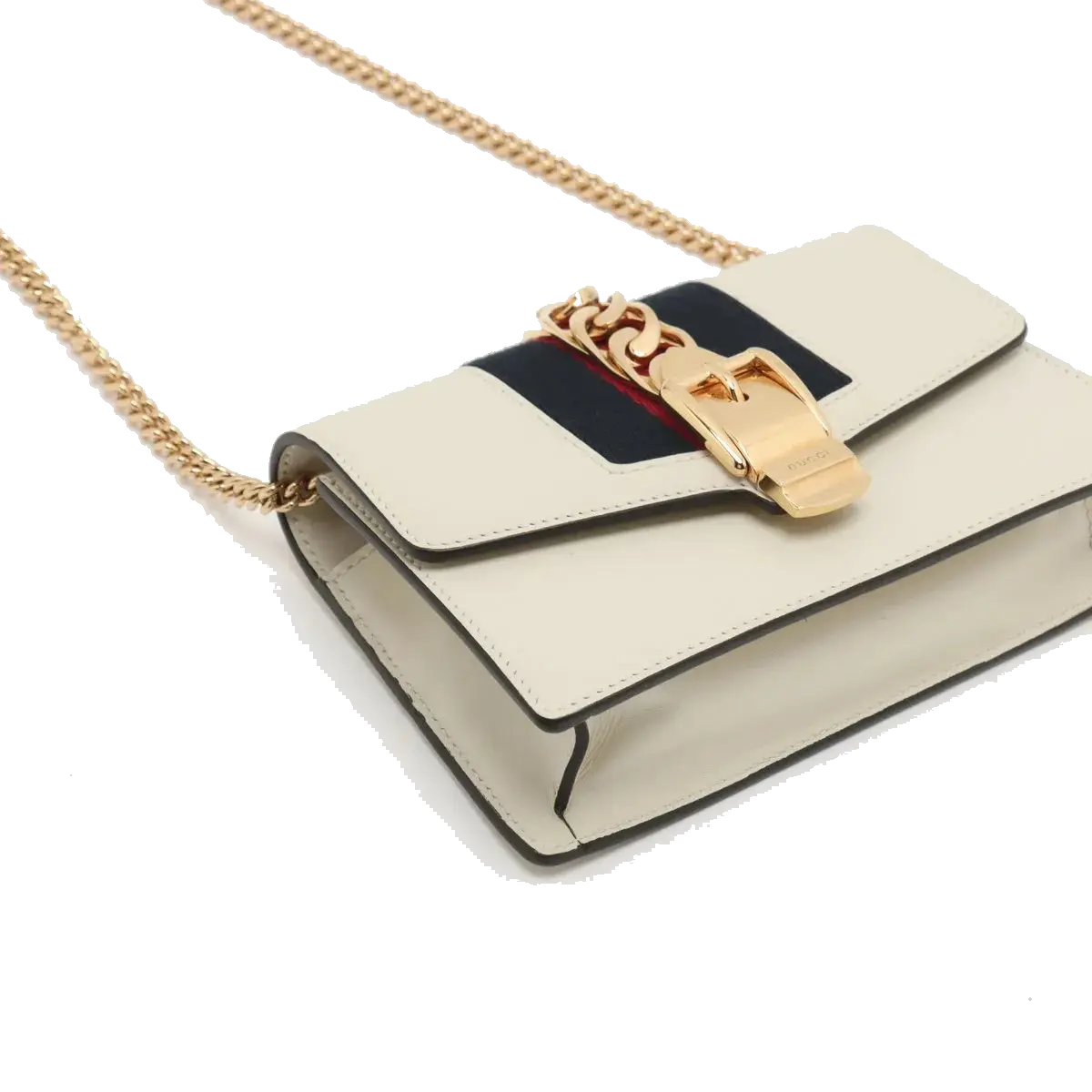 Pre-Loved Sylvie Crossbody Bag Leather Mini with Gold Hardware, White