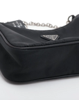 Pre-Loved Re-Edition 2005 Shoulder Bag Re-Nylon with Silver Hardware, Black