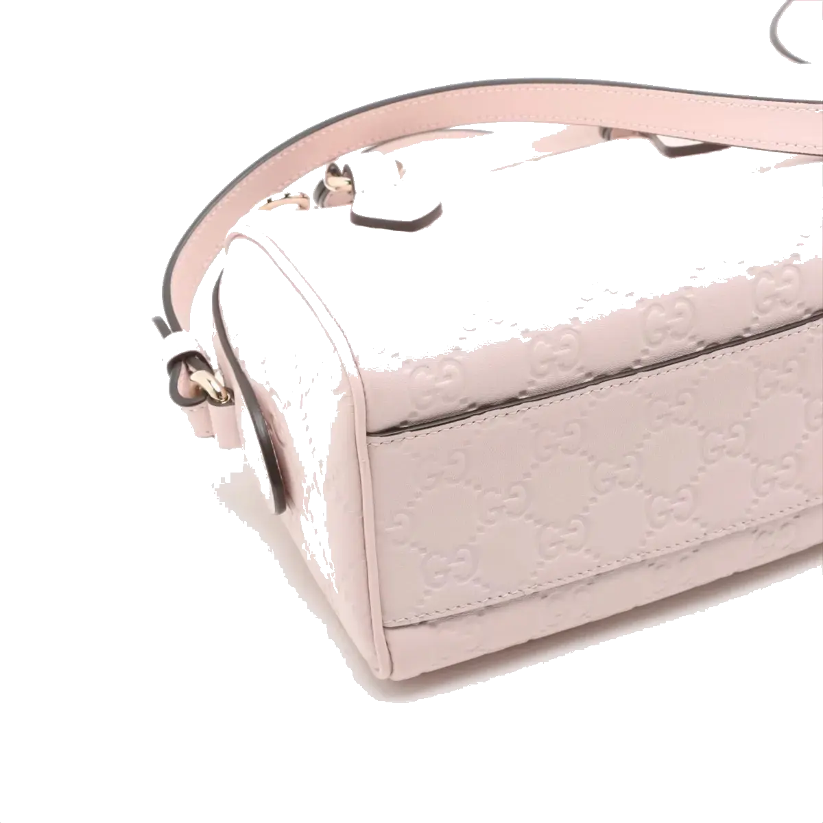 Pre-Loved Boston Bag Handbag Guccissima Leather Mini with Gold Hardware, Light Pink