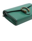Pre-Loved Dionysus Wallet on Chain Crossbody Bag Leather Mini with Aged Gold and Silver Hardware, Green