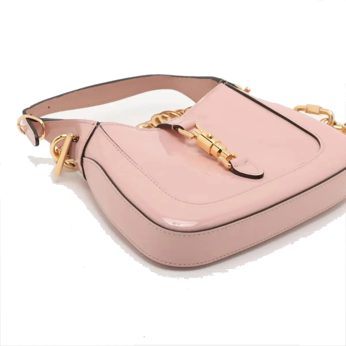 Pre-Loved Jackie 1961 Shoulder Bag Patent Leather Mini with Gold Hardware, Pink