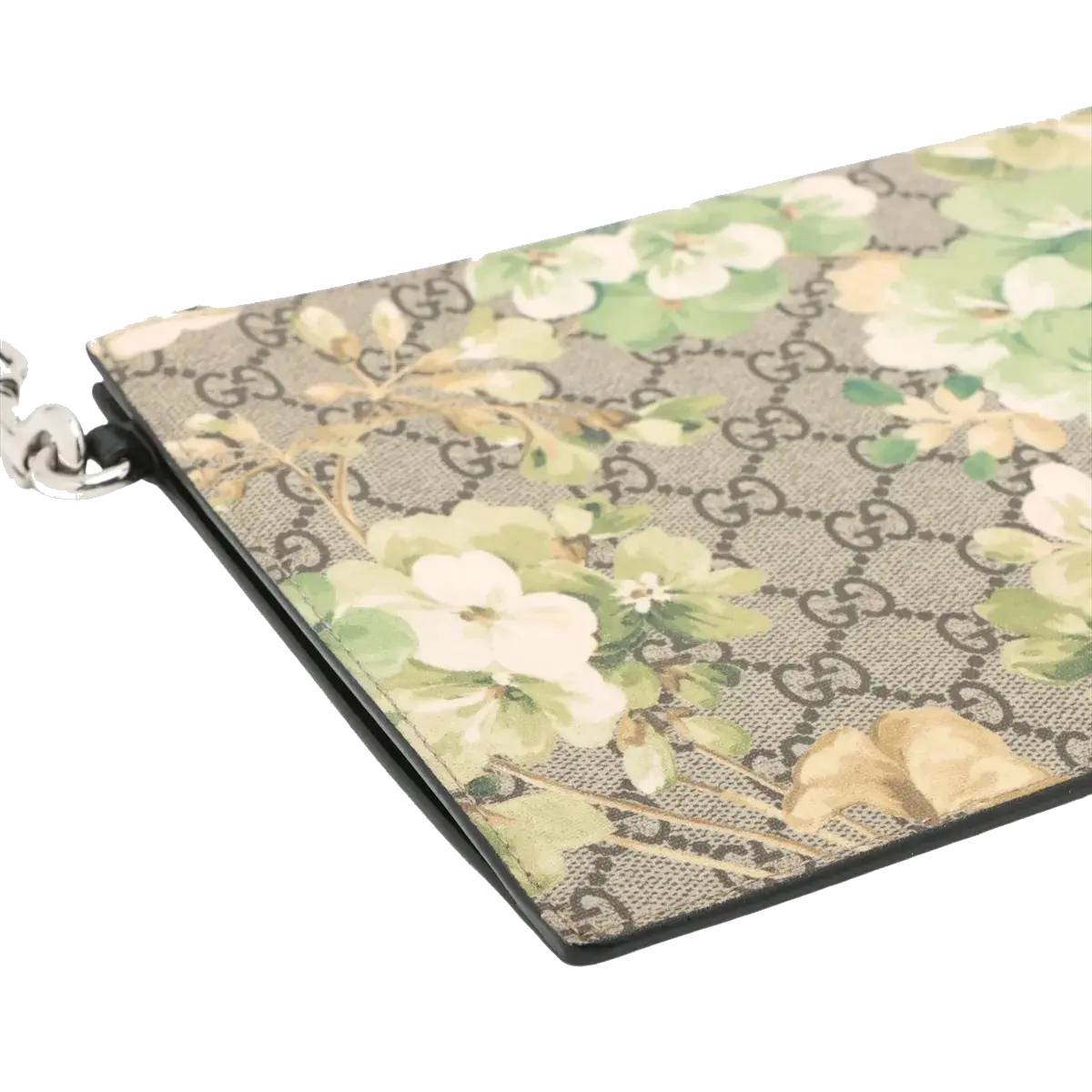 Pre-Loved GG Blooms Pouch Clutch Monogram Coated Canvas with Silver Hardware, Beige Multicolor