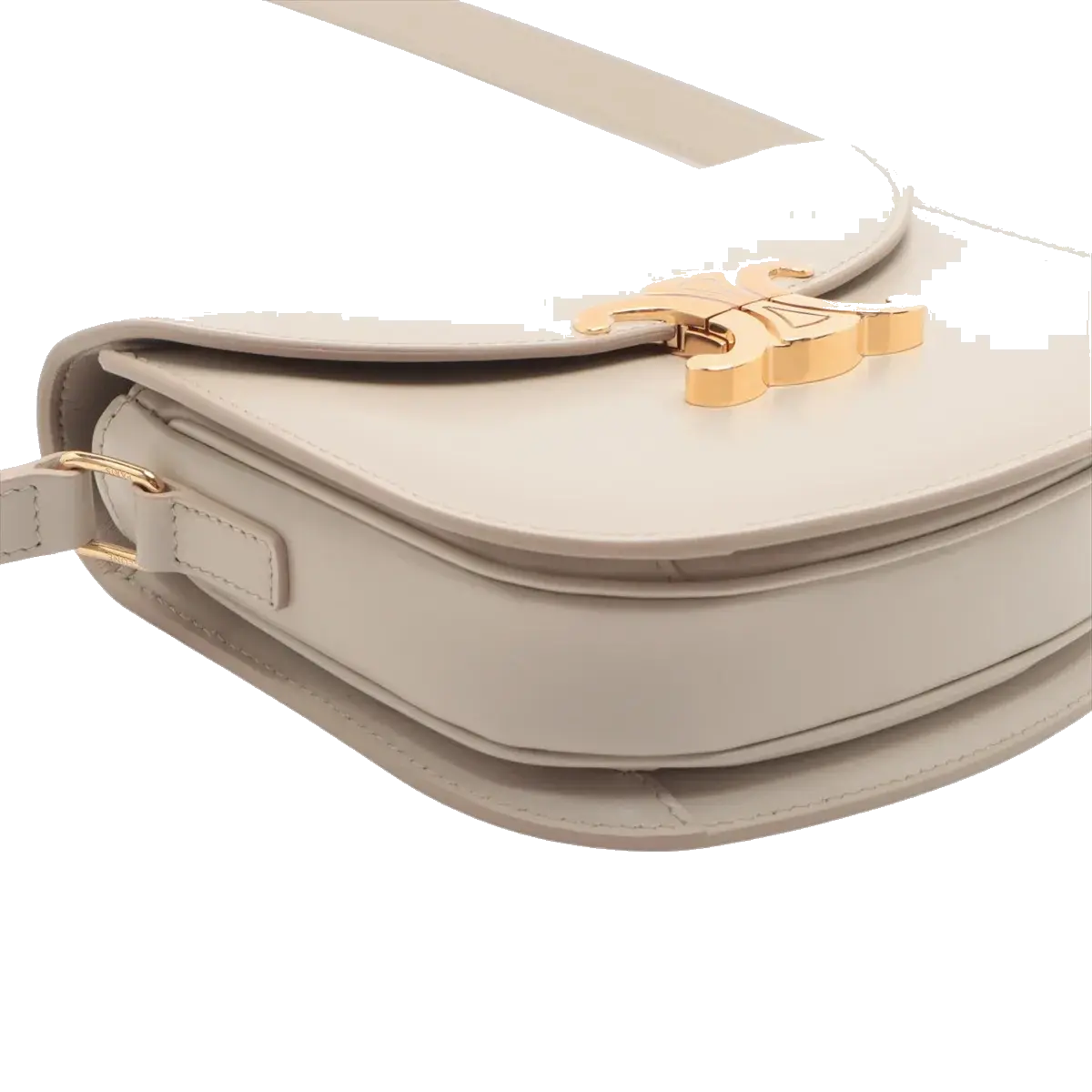 Pre-Loved Triomphe Besace Crossbody Bag Leather Small with Gold Hardware, Beige