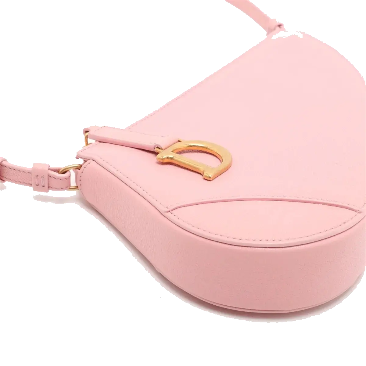 Pre-Loved Saddle Shoulder Bag Leather Mini with Gold Hardware, Pink
