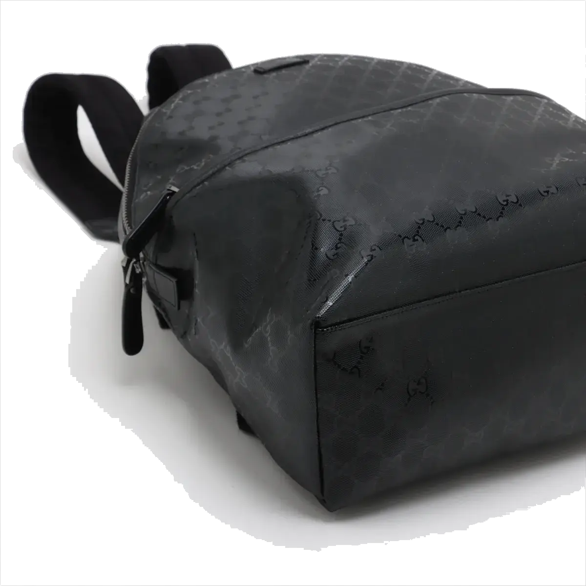 Pre-Loved GG Imprime Backpack Monogram Coated Canvas with Silver Hardware, Black