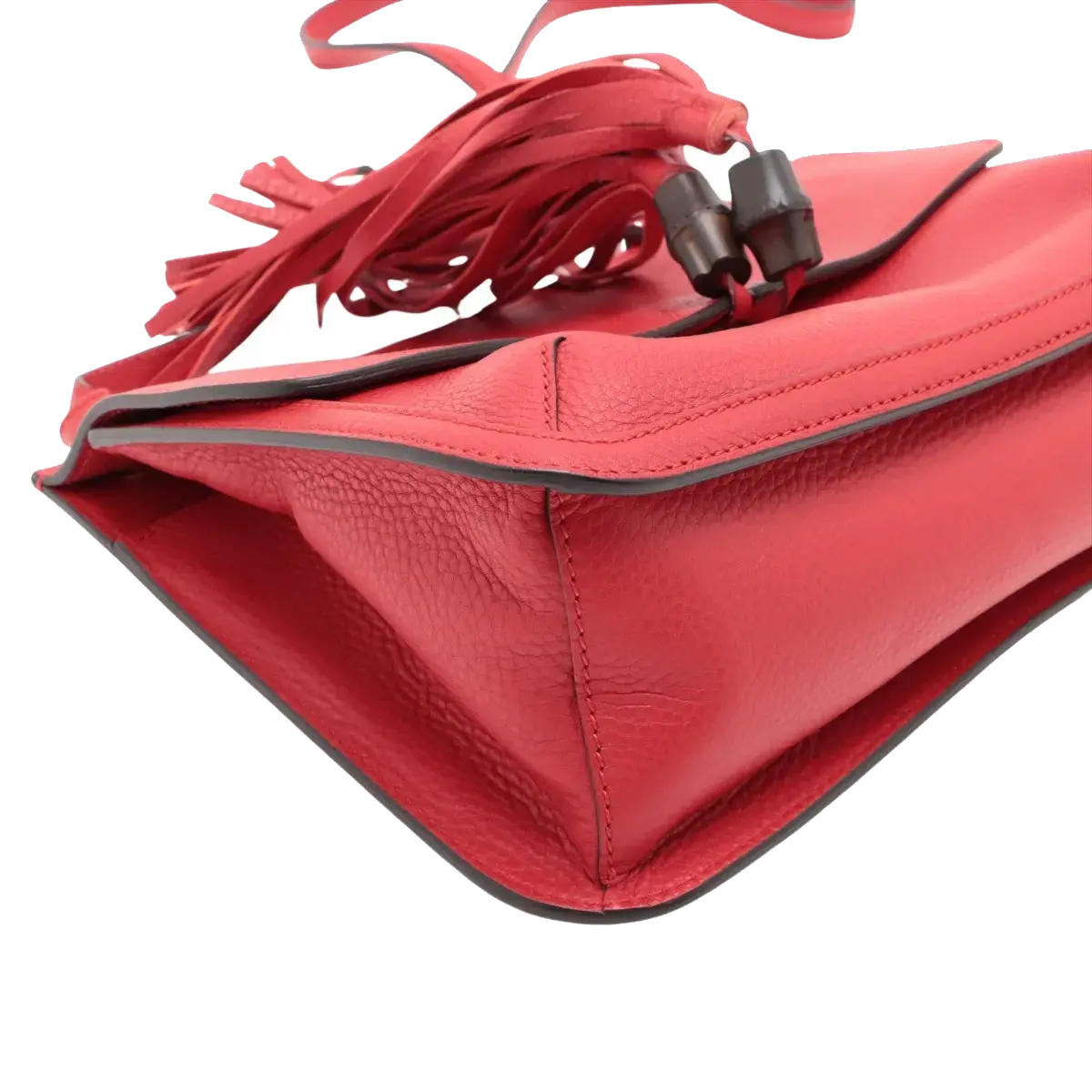 Pre-Loved Bamboo Daily Flap Crossbody Bag Leather with Silver Hardware, Red
