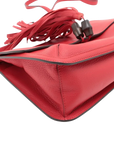 Pre-Loved Bamboo Daily Flap Crossbody Bag Leather with Silver Hardware, Red