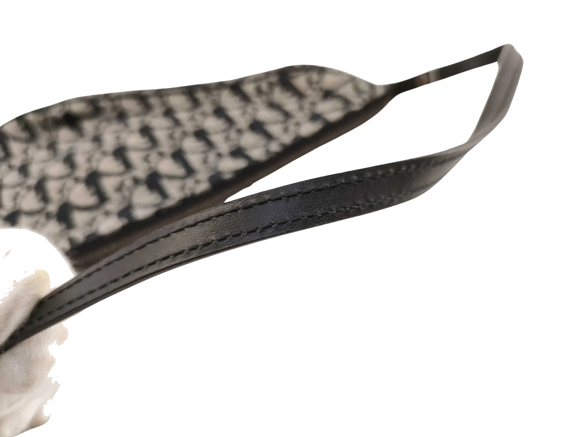 Pre-Loved Saddle Pochette Oblique Canvas Mini with Silver Hardware, Navy and Grey