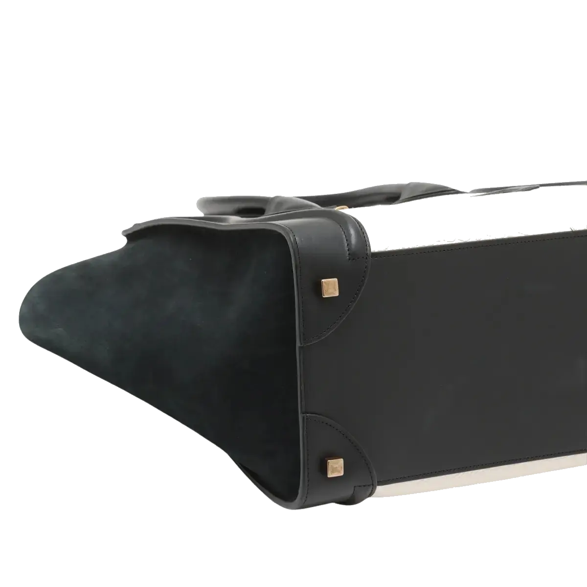 Pre-Loved Luggage Tote Leather Mini with Gold Hardware, Black and White