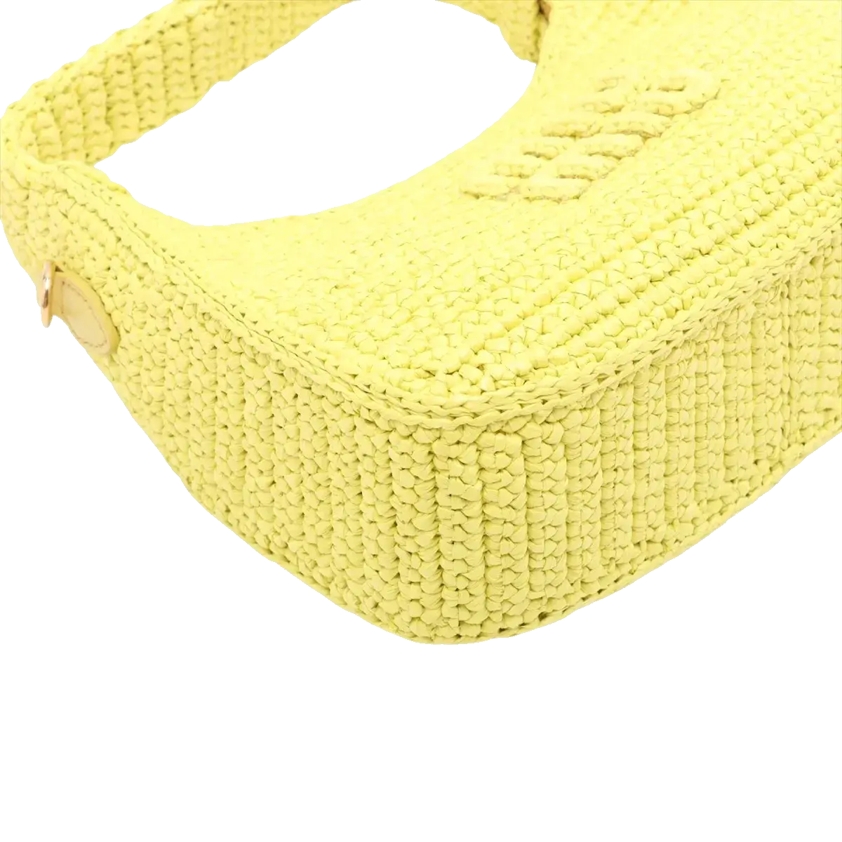 Pre-Loved Wander Hobo Shoulder Bag Raffia Mini with Gold Hardware, Yellow