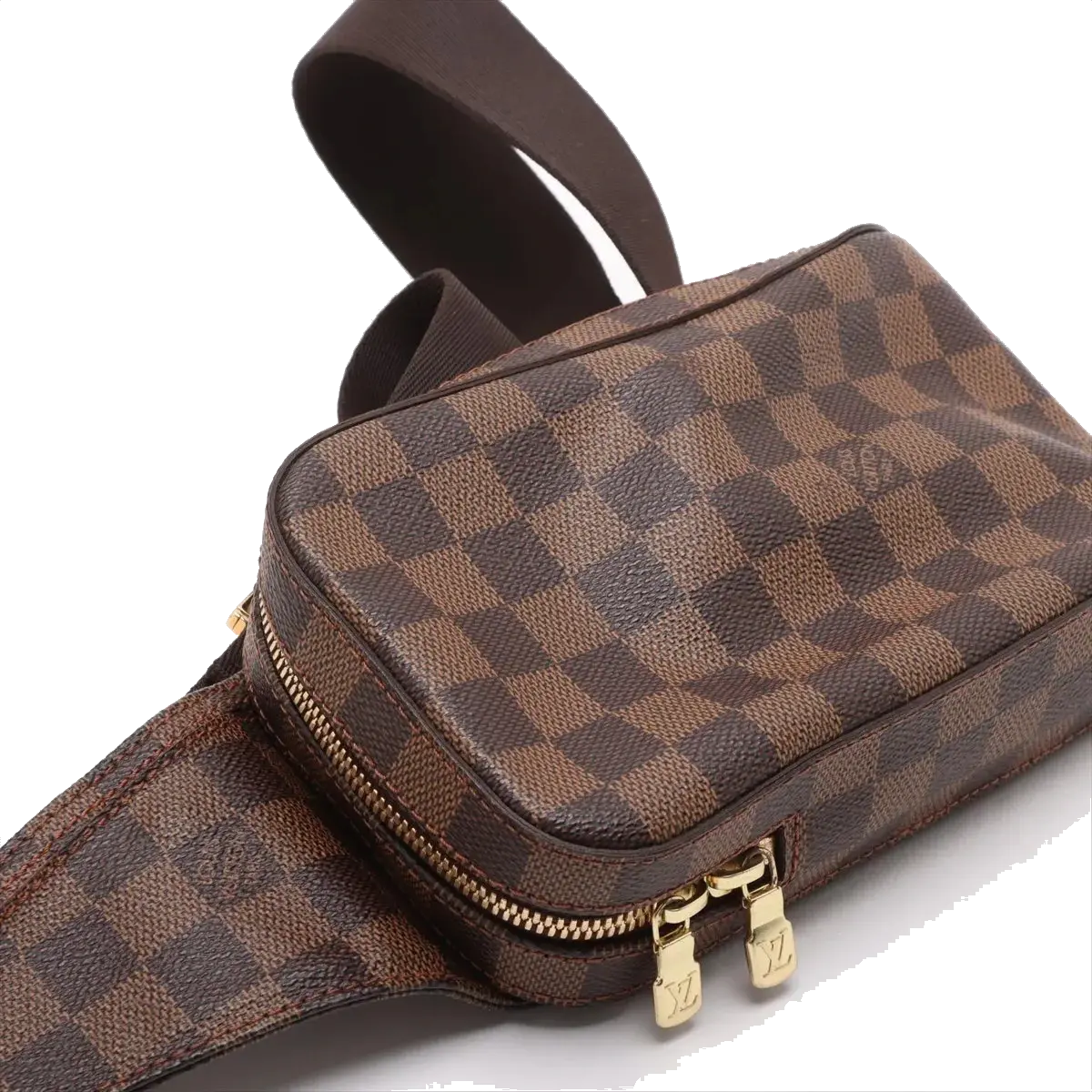 Pre-Loved Geronimos Crossbody Bag Damier Coated Canvas with Gold Hardware, Brown