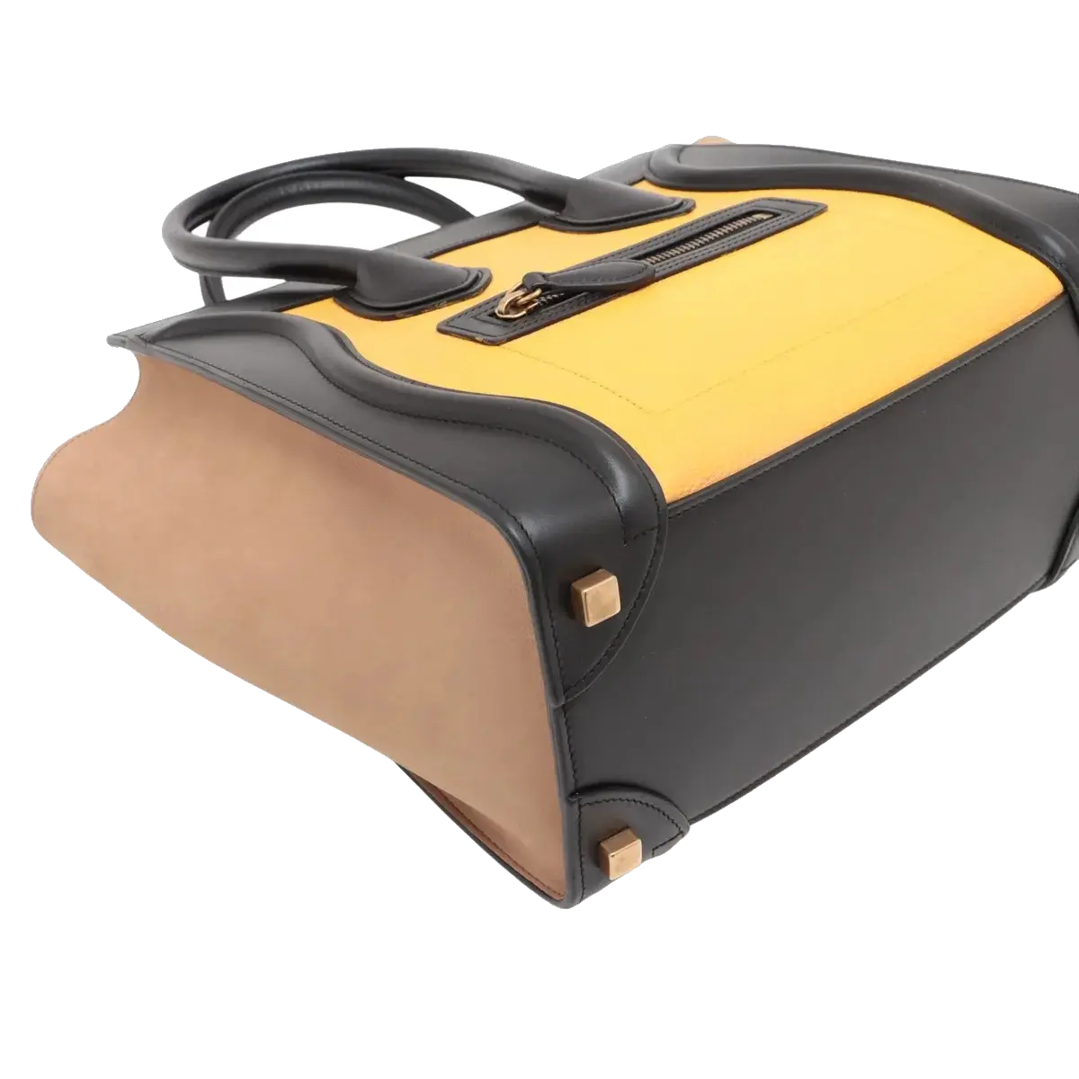 Pre-Loved Luggage Tote Leather Micro with Gold Hardware, Yellow