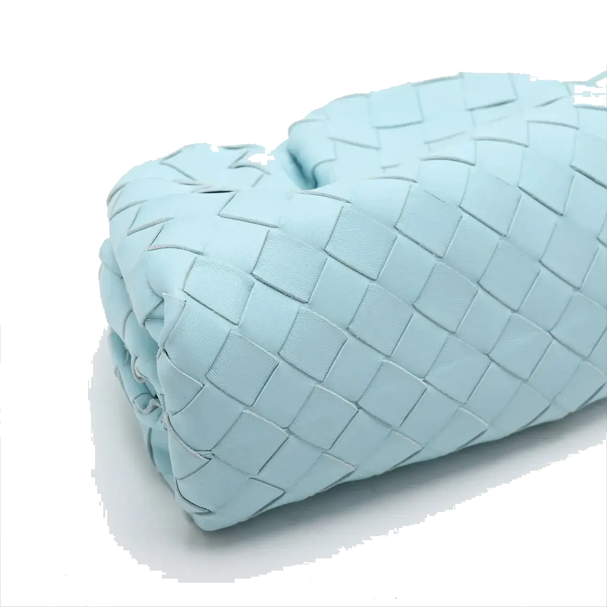 Pre-Loved The Pouch Crossbody Bag Intrecciato Leather Mini with Silver Hardware, Light Blue