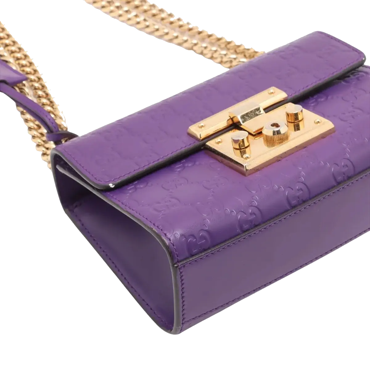 Pre-Loved Padlock Shoulder Bag Monogram Leather Mini with Gold Hardware, Purple