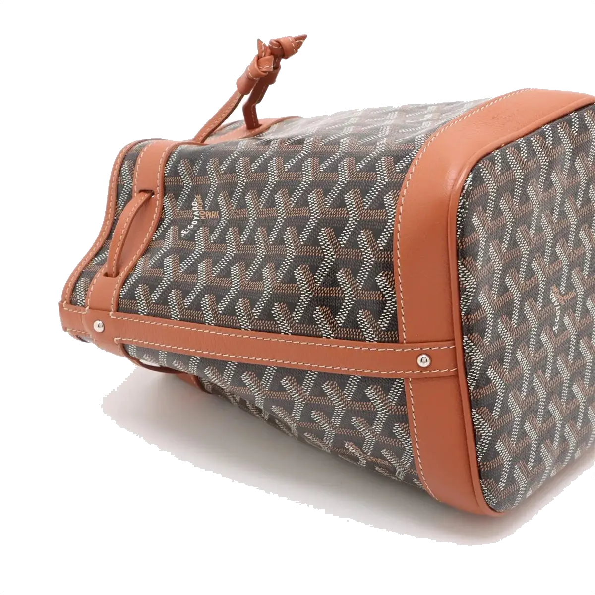Pre-Loved Petit Flot Bucket Bag Goyardine Coated Canvas Mini with Silver Hardware, Black/Tan