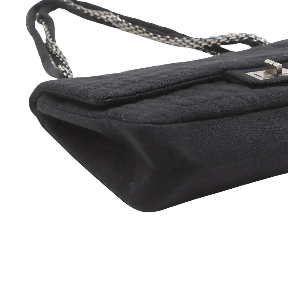 Pre-Loved 2.55 Reissue Double Flap Shoulder Bag Quilted Jersey 226 with Aged Silver Hardware, Black