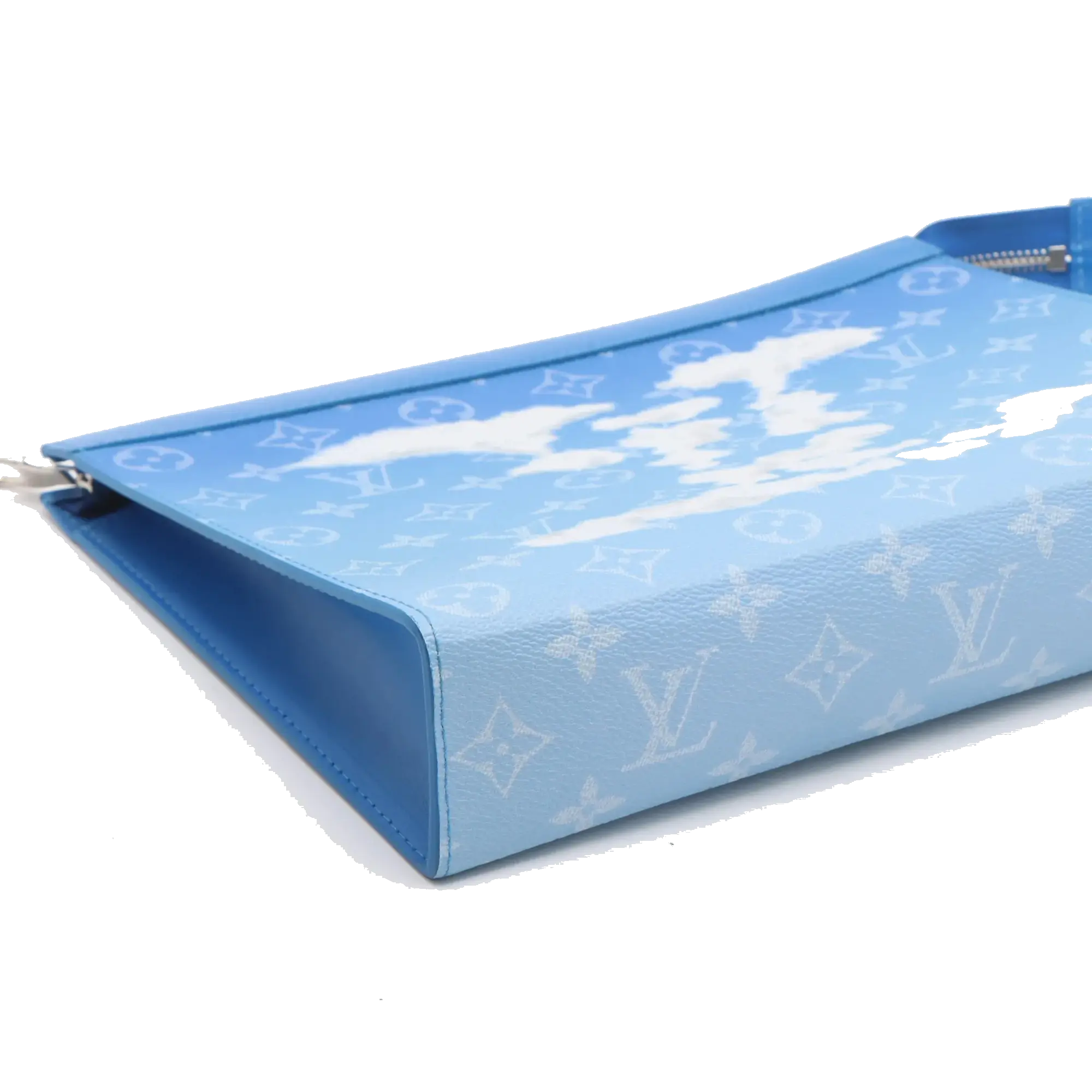 Pre-Loved Pochette Voyage Pochette Monogram Canvas Coated MM with Silver Hardware, Blue