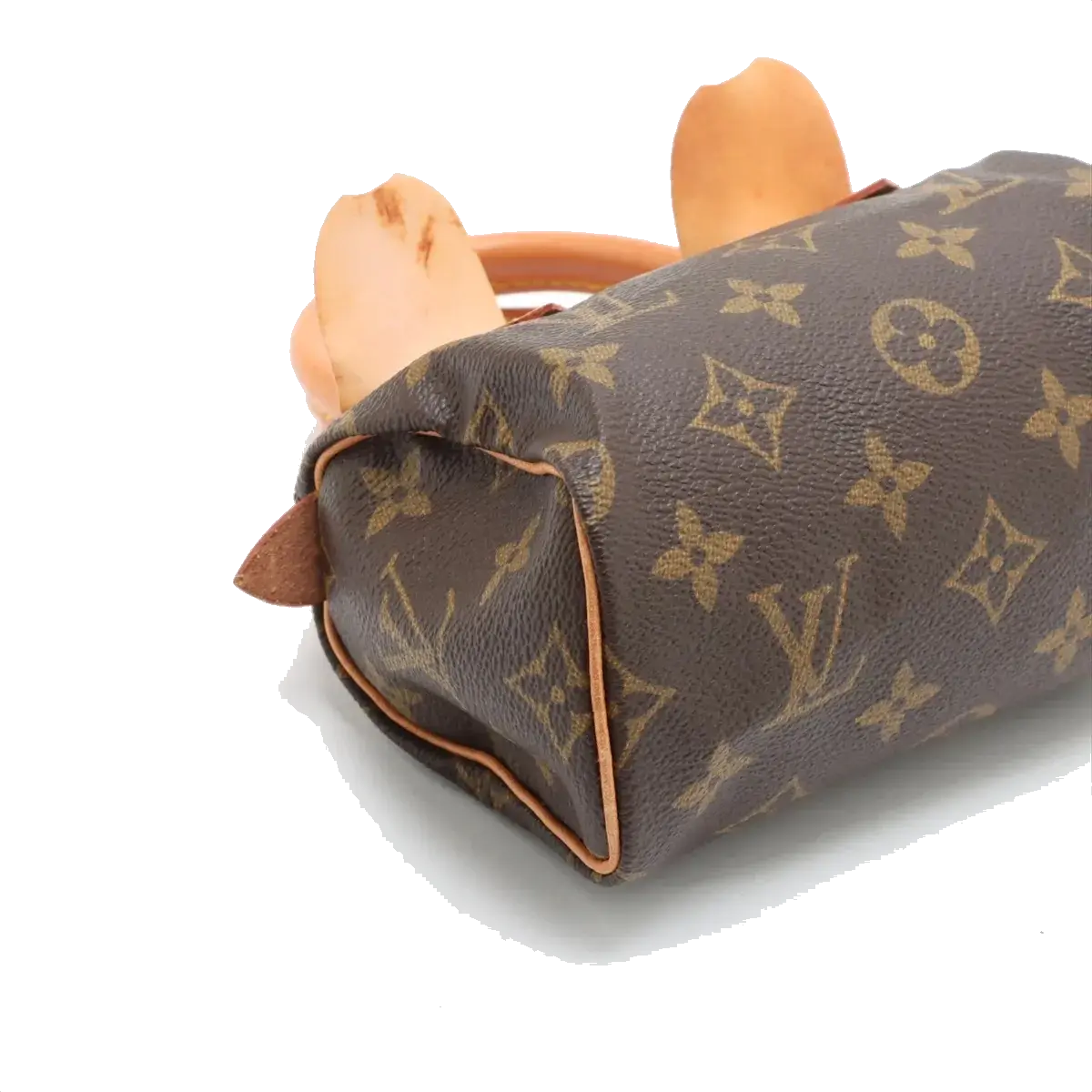 Pre-Loved Mini Speedy Handbag Monogram Coated Canvas Mini with Gold Hardware, Brown