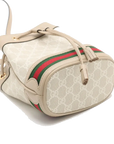 Pre-Loved Ophidia Bucket Bag GG Supreme Coated Canvas Mini with Gold Hardware, Beige / White
